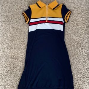 Multi colored Collar dress with zipper